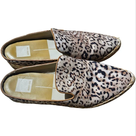 Dolce Vita Odis Slip-On Jute Leopard Print Espadrille Mules Size 8 - Picture 2 of 4